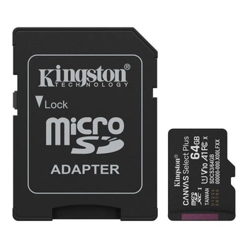Карта памяти Kingston microSD 64GB C10 UHS-I A1 V10 R100MB/s + SD (SDCS3/64GB)