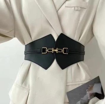 Корсет пояс з еко-шкіри пояс на сорочку чорного кольору на гумці One size