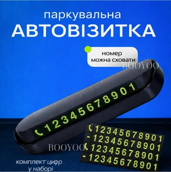 Автовизитка с номером телефона для автомобиля на торпеду парковочная карта Black