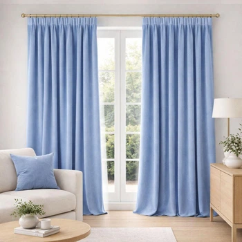 Комплект штор 2 шт 150х260 см, Soft Velvet Lux шторы, гардины, портьеры на штоной тесьме V-34 блакитна