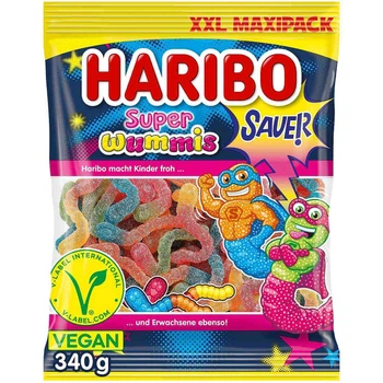 Желейні цукерки Haribo Super Wummis Sauer XXL Maxipac Кислі Черв'ячки 340г