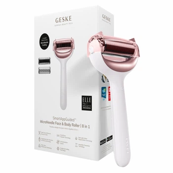 Электронный роллер для лица и тела с микроиглами GESKE MicroNeedle Face&Body Roller 8в1 жемчужный
