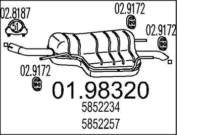 Глушитель MTS 01.98320 для OPEL ZAFIRA A (T98) 1999-2005 г.