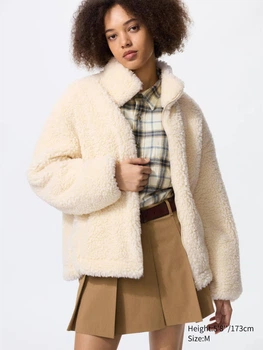 Куртка на блискавці UNIQLO зі штучного хутра 1159852027 (Молочний S)