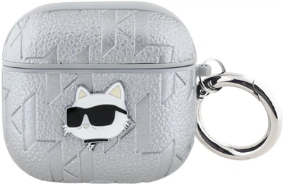 Чехол Karl Lagerfeld Monogram Choupette Head для Apple AirPods 4 Silver (3666339452148)