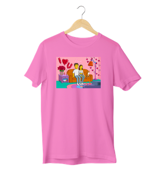 Футболка Ponty Shop з вашим фото «Сімпсони LOVE» - Рожевий - L