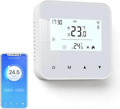 Смарт термостат для котла BEOK CONTROLS, проводной 2 wires, Wi-Fi, программируемый, настенный