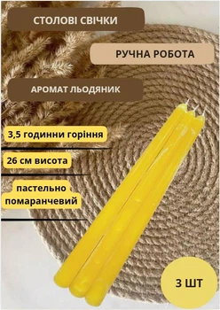 Свечи столовые набор свечей ароматические столовые свечи ручной работы в наборе 3 шт пастельно оранжевые аромат леденец