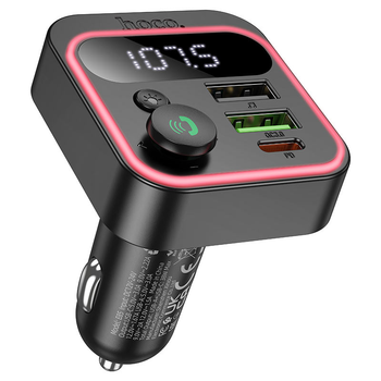 Автомобильный FM-трансмиттер модулятор Bluetooth MP3 с быстрой зарядкой дисплеем подсветкой микрофоном 20w (482637-Prob)