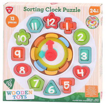 Drewniany sorter Playgo Zegar 13 elementów (4892401401137)