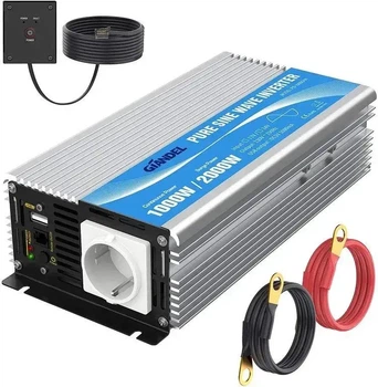 Інвертор напруги GIANDEL 12V-230V, чиста синусоїда, 1000W, USB 2.4A, пульт ДУ