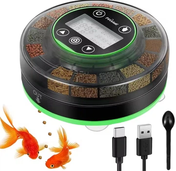 Кормушка для рыб, автоматическая, таймер, ЖК-дисплей, USB зарядка