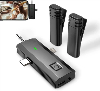 Беспроводные петличные микрофоны Sjpzwcrl Dual Wireless Lavalier Microphone для iPhone/iPad/Android/камера, 2.4G