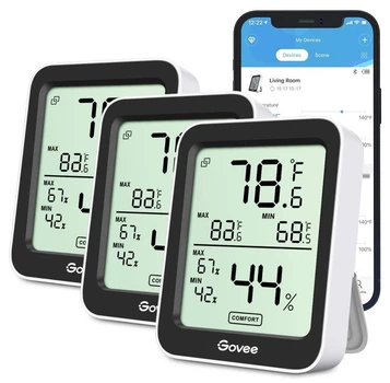 Термогигрометр Govee H5075, Bluetooth, 3″ дисплей, набор 3 шт