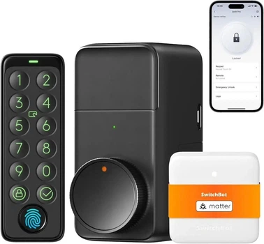 Замок розумний SwitchBot Lock Pro + Hub Mini (Matter) + Keypad Touch, відбиток пальця
