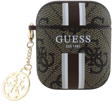 Чехол Guess 4G Printed Stripes Charm для Apple AirPods 1/2 Brown (3666339311100)