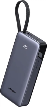 Повербанк UGREEN 20000mAh 45W з вбудованим кабелем USB-C, швидка зарядка PD 3.0, PPS, 2C1A