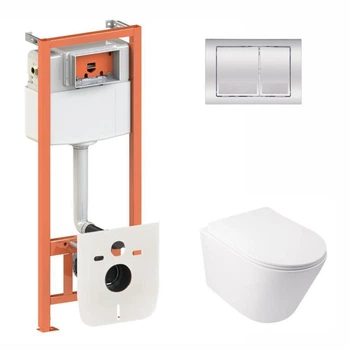 Инсталляция 4 в 1 Qtap Nest Swan Хром Rimless (QT16335178W0133M425M06028CRM)