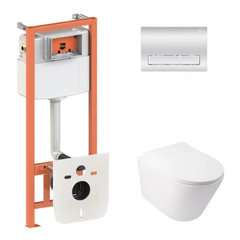 Инсталляция 4 в 1 Qtap Nest Swan Хром Rimless (QT16335178W0133M425M08381CRM)