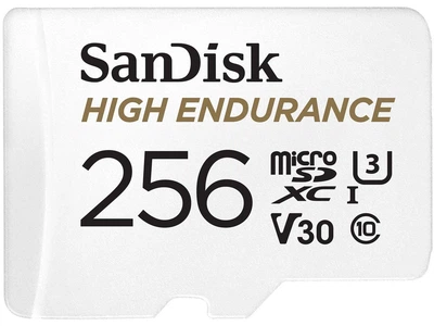 Карта памяти microSDXC (UHS-1 U3) SanDisk High Endurance 256Gb class 10 V30 (100Mb/s) (adapterSD)