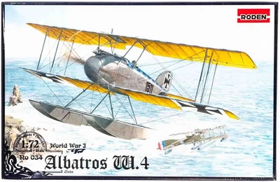 Німецький гідролітак винищувач Albatros W4 (late) Збірна пластикова модель у масштабі 1:72 Roden