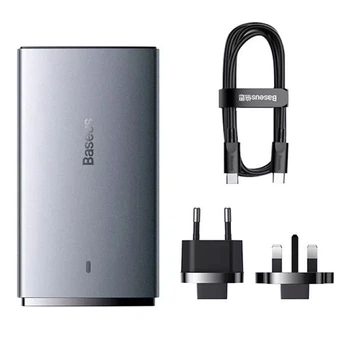 Зарядний пристрій Baseus GaN5 Pro Ultra-Slim 65 Вт Type-C + USB + Кабель Type-C 100 Вт 1 м сірий (CCGP150113)