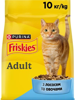 Сухой корм для взрослых котов Purina Friskies с лососем и овощами 10 кг (5997204515469)