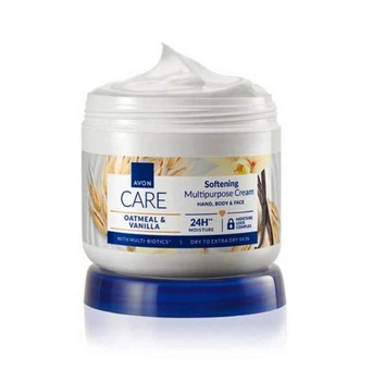 Мультифункциональный нежный крем 3-в-1 для лица, рук и тела Avon Care Oatmeal & Vanilla Softening Multiporpose Cream body, face & hands с мультибиотиками и экстрактом ванили 400 мл
