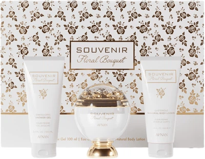 Набір для жінок Afnan Souvenir Floral Bouquet Парфумована вода 100 мл + Гель для душу 100 мл + Лосьйон для тіла 100 мл (6290171073208)