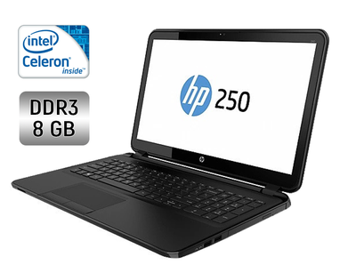 Ноутбук HP 250 G5 / 15.6" (1366x768) TN / Intel Celeron N3060 (2 ядра по 1.6 - 2.48 GHz) / 4 GB DDR3 / 128 GB SSD / Intel HD Graphics 400 / WebCam / DVD-RW б/в