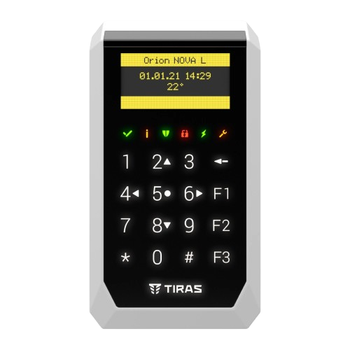 Сенсорна клавіатура для сигналізацій TIras K-PAD OLED RS-485 12V 2 зони підключення Чорний