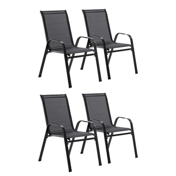 Комплект 4шт. садовых стульев с текстилена Garden Chair Udine SC-092 Черный