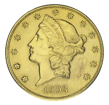 Монета США 20 долларов 1903 Золото F-VF Свобода (Coronet head) (Au 900, 33,44 грамм)