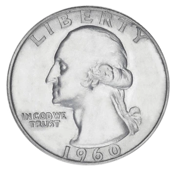 Монета США 25 центов (квотер) 1960 Серебро F-VF (Ag 900, 6.25 грамм)