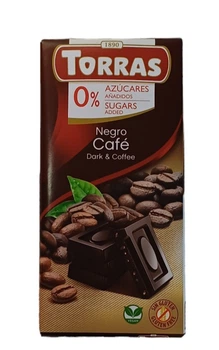Шоколад Torras чорний з кавою (без цукру, без глютену) 75 г (59007)