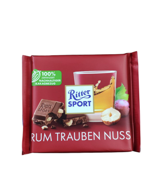 Шоколад Ritter Sport Rum Trauben Nuss молочний з родзинками, ромом і подрібненим фундуком 100 г (57784)