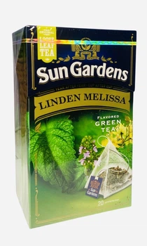 Чай Sun Gardens Linden Melissa зелений байховий зі смаком меліси та липи в пакетах-пірамідках 20 шт (60649)