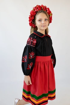 Вишитий комплект для дівчинки Trend Чернігівщина 128 Червоний, чорний (SOLDKOMCHERCHCH)