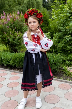 Вишита сукня для дівчинки з запаскою Trend Давня 104 Білий, чорний (SOLSUDDAVN)