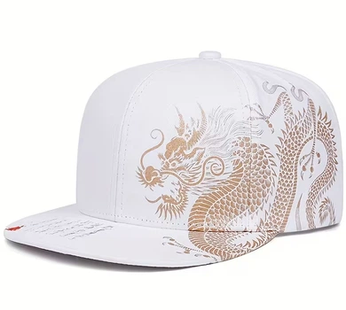 Бейсболка Dragon, бело-золотистая с принтом, повседневная