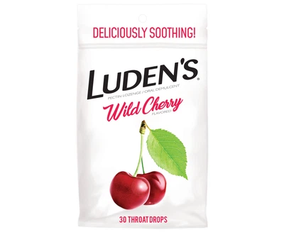 Льодяники з пектином Luden’s заспокійливі для горла та порожнини рота дика вишня 30 шт