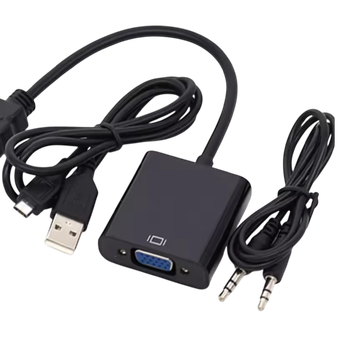 Адаптер перехідник HDMI to VGA з аудіовиходом 3.5mm та живленням Micro-USB, Black