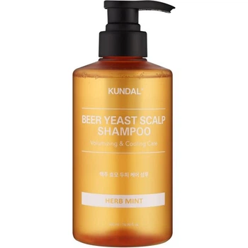 Шампунь пивной для объема тонких волос «Мята» 500 мл Kundal Beer Yeast Hair Loss Relief Shampoo Herb Mint