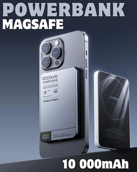 Магнітний MagSafe павербанк Linktech, MagSafe Powerbank для iPhone та Android, павербанк 10000mAh 20W срібний