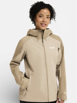 Спортивна вітровка з капюшоном жіноча Jack Wolfskin Wildbound 2L Jkt W A65805-A0084 XL Бежева (4064886648103)