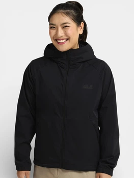 Спортивна вітровка з капюшоном жіноча Jack Wolfskin Mahani Jkt W A65748-6000 S Чорна (4064886644099)