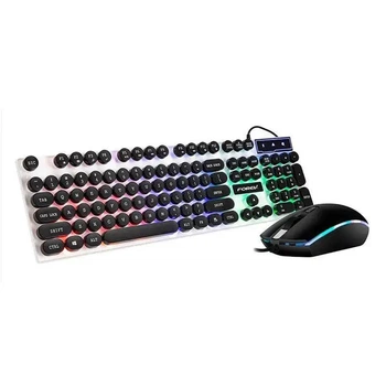 Комплект проводной игровой клавиатуры и мыши FOREV FV-Q90 87 клавиш с английской раскладкой, с подсветкой