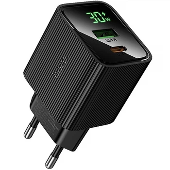 Зарядне мережеве Hoco CS84A PD30W QC3.0 швидка зарядка для мобільних пристроїв з цифровим дисплеєм Чорний