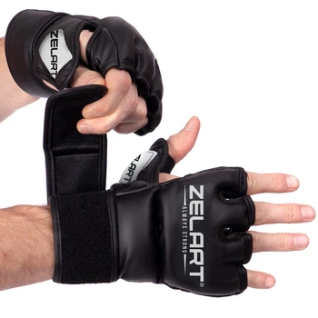 Перчатки для смешанных единоборств MMA на липучке Полиуретан Zelart размер XXS черно-белые BO-5699