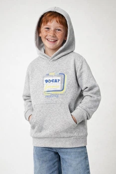 Свитшот детский для мальчика на флисе серого цвета KIDS рост 134 (205986)